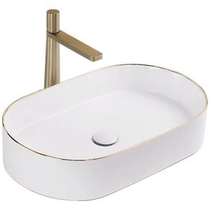 REA - Umývadlo na dosku Nadia biela/zlato Edge REA-U1063 vyobraziť