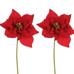 Set vianočná ruža kvet na stonke, 2ks, červená, 32 cm vyobraziť