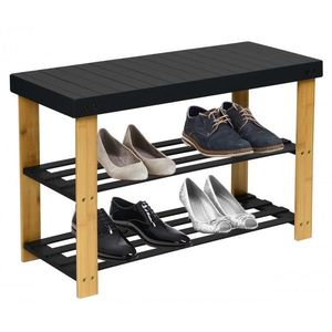 Bambusová lavica s policami na topánky Milos čierna vyobraziť