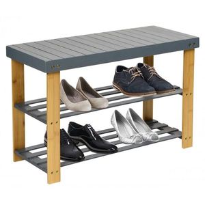 Bambusová lavica s policami na topánky Milos sivá vyobraziť