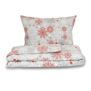 Kvalitex Vianočné flanelové obliečky Vločky červenosivá, 140 x 200 cm, 70 x 90 cm vyobraziť