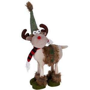 Vianočná dekorácia Sobík s červeno-čiernym šálom, 23x15x37 cm vyobraziť