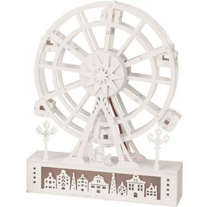 Vianočné svietiace otočné koleso Mestečko, 26, 5 x 5, 5 x 20 cm, 4x LED, drevo vyobraziť