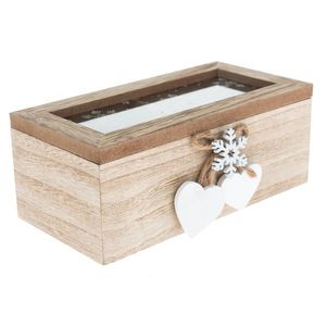 Drevená krabička s 2 priehradkami Hearts, 18x9x7, 3 cm vyobraziť