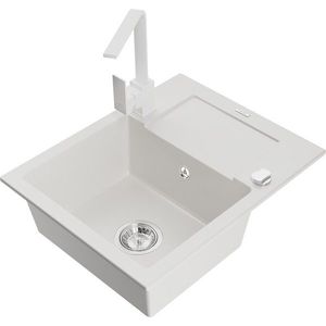 MEXEN/S MEXEN/S - Enzo granitový drez 1-miska s odkvapkávačom vrátane batérie Rita, biela 6506-20-670300-20 vyobraziť