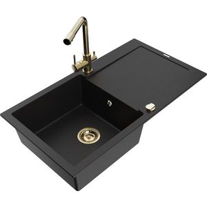 MEXEN/S MEXEN/S - Leo granitový drez s odkvapkávačom vrátane batérie Duero, čierna 6501-77-671600-50 vyobraziť