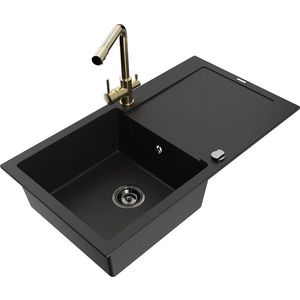 MEXEN/S MEXEN/S - Leo granitový drez s odkvapkávačom vrátane batérie Duero, čierna 6501-77-671600-50-B vyobraziť