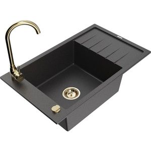 MEXEN/S MEXEN/S - Elias granitový drez s odkvapkávačom vrátane batérie Telma, čierna kropenatá 6511-76-670200-50 vyobraziť