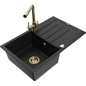 MEXEN/S MEXEN/S - Bruno granitový drez s odkvapkávačom vrátane batérie Duero, čierna 6513-77-671600-50 vyobraziť