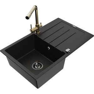 MEXEN/S MEXEN/S - Bruno granitový drez s odkvapkávačom vrátane batérie Duero, čierna 6513-77-671600-50-B vyobraziť