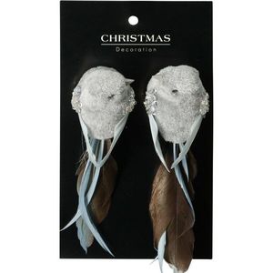 Set vianočných ozdôb Vtáčik, sivá, 14x4x4 cm, s klipom, SET 2 KS vyobraziť