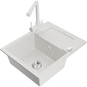 MEXEN/S MEXEN/S - Enzo granitový drez 1-miska s odkvapkávačom vrátane batérie Duero, biela 6506-20-671600-20 vyobraziť