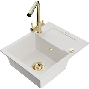 MEXEN/S MEXEN/S - Enzo granitový drez 1-miska s odkvapkávačom vrátane batérie Duero, biela 6506-20-671600-50 vyobraziť