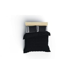 Bavlněné povlečení na dvoulůžko s prostěradlem Plainy 200x220 cm černo-šedé vyobraziť