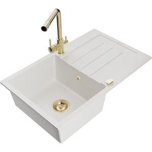 MEXEN/S MEXEN/S - Bruno granitový drez s odkvapkávačom vrátane batérie Duero, biela 6513-20-671600-50 vyobraziť