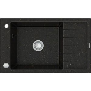 MEXEN MEXEN - Elias granitový drez 1 misa drez s vypúšťaním krátky odkvapkávač 795x480 mm, čierna / kovové zlato 6511791005-75 vyobraziť