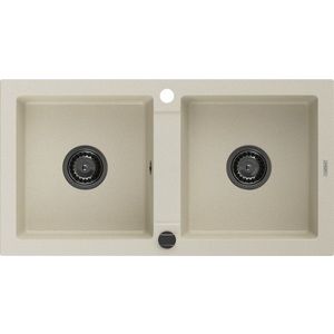 MEXEN/S MEXEN/S - Mario granitový drez 2-bowl 820 x 436 mm, béžová, + čierny sifón 6504822000-69-B vyobraziť