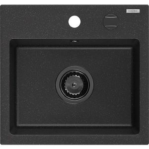 MEXEN/S MEXEN/S - Milo granitový drez 1 435 x 410 mm, čierna/strieborný metalik, + čierny sifón 6505441000-73-B vyobraziť