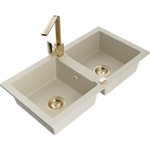 MEXEN/S MEXEN/S - Mario granitový drez 2-bowly vrátane batérie Rita, béžový 6504-69-670300-50 vyobraziť