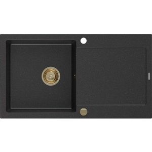 MEXEN/S MEXEN/S - Leo granitový drez 1-miska s odkvapkávačom 900 x 500 mm, čierna/strieborná 6501901010-73-G vyobraziť