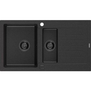 MEXEN/S MEXEN/S - Matias granitový drez 1.5 s odkvapkávačom 900 x 505 mm čierna/strieborná 6502901505-73-B vyobraziť