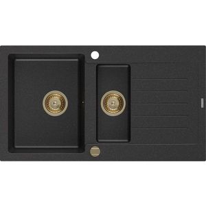 MEXEN/S MEXEN/S - Matias granitový drez 1.5 s odkvapkávačom 900 x 505 mm, čierna/strieborná 6502901505-73-G vyobraziť