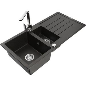 MEXEN/S MEXEN/S - Andres granitový drez s odkvapkávačom vrátane batérie Rita, čierna/zlatá metali 6515-75-670300-00 vyobraziť