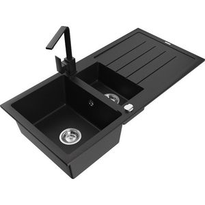 MEXEN/S MEXEN/S - Andres granitový drez s odkvapkávačom vrátane batérie Rita, čierna/zlatá metali 6515-75-670300-70 vyobraziť