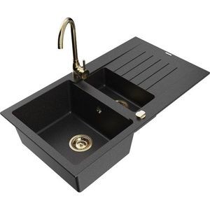 MEXEN/S MEXEN/S - Matias granitový drez 1.5 s odkvapkávačom vrátane batérie Telma, čierna/strieborná 6502-73-670200-50 vyobraziť