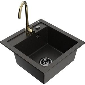 MEXEN/S MEXEN/S - Vito granitový drez vrátane batérie Telma, čierna/zlatá metalik 6503-75-670200-50-B vyobraziť