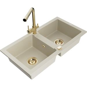MEXEN/S MEXEN/S - Mario granitový drez 2-bowl vrátane batérie Duero, béžová 6504-69-671600-50 vyobraziť