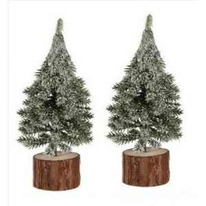 Vianočná dekorácia Stromček na kláte, 19 cm, srienistý, SET 2 KS vyobraziť