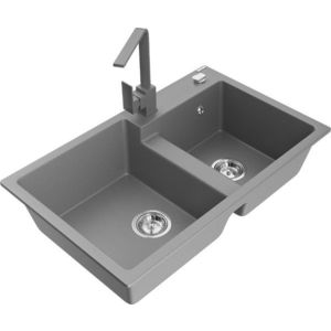 MEXEN/S MEXEN/S - Tomas granitový drez 2-bowl vrátane batérie Rita, šedá 6516-71-670300-71 vyobraziť
