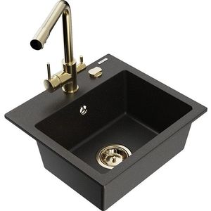 MEXEN/S MEXEN/S - Milo granitový drez vrátane batérie Duero, čierna/zlatá metalik 6505-75-671600-50 vyobraziť