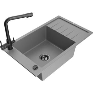 MEXEN/S MEXEN/S - Elias granitový drez 1-miska vrátane batérie Duero, šedý 6511-71-671600-70-B vyobraziť