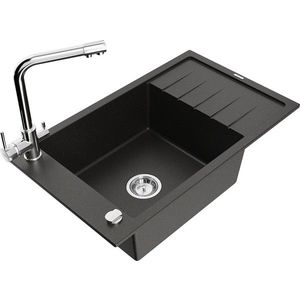 MEXEN/S MEXEN/S - Elias granitový drez 1-miska vrátane batérie Duero, čierna/zlatá metalik 6511-75-671600-00 vyobraziť
