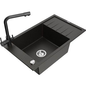 MEXEN/S MEXEN/S - Elias granitový drez 1-miska vrátane batérie Duero, čierna/zlatá metalik 6511-75-671600-70 vyobraziť