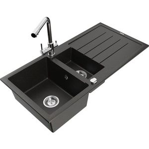 MEXEN/S MEXEN/S - Andres granitový drez s odkvapkávačom vrátane batérie Duero, čierna/zlatá 6515-75-671600-00 vyobraziť