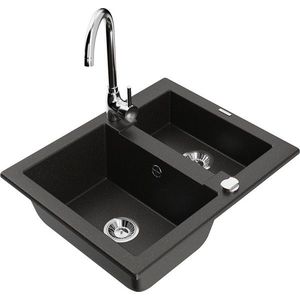 MEXEN/S MEXEN/S - Carlos granitový drez 1.5 vrátane batérie Telma, čierna/zlatá metalik 6518-75-670200-00 vyobraziť