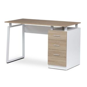 Kancelársky stôl 3218 SON, biely a dub Sonoma vyobraziť