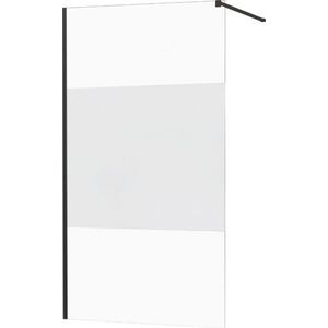 MEXEN/S - KIOTO Sprchová zástena WALK-IN 110x200 cm 8 mm, čierna, Transparent/matné sklo 800-110-101-70-35 vyobraziť