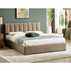 Čalouněná dvoulůžková postel Montreal Velvet 140x200 se zvedacím roštem béžová vyobraziť