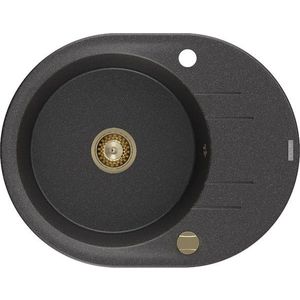 MEXEN/S MEXEN/S - Kevin granitový drez 1 s odkvapkávačom 586x458 mm, čierna kropenatá, + zlatý sifón 6517581005-76-G vyobraziť