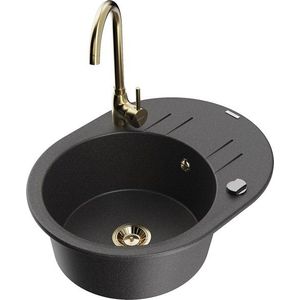 MEXEN/S MEXEN/S - Kevin granitový drez s odkvapkávačom vrátane batérie Telma, čierna kropenatá 6517-76-670200-50 vyobraziť