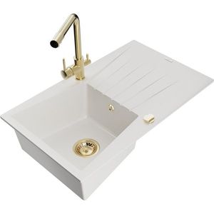 MEXEN/S MEXEN/S - Cesar granitový drez s odkvapkávačom vrátane batérie Duero, biela 6514-20-671600-50 vyobraziť