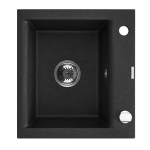 INVENA INVENA - Granitový drez TESALIA, čierny s automatickým sifónom, chróm AZ-01-041-B vyobraziť