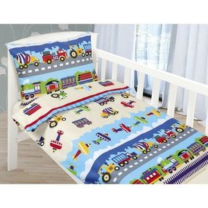 Bellatex Detské bavlnené obliečky do postieľky Beáta Lietadlo modrá, 100 x 135, 45 x 60 cm vyobraziť