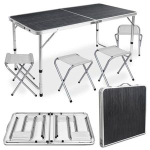 Campingový rozkládací stůl TRIP 120x60 cm s židlemi černý vyobraziť
