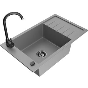 MEXEN/S MEXEN/S - Elias granitový drez s odkvapkávačom vrátane batérie Telma, šedá 6511-71-670200-70-B vyobraziť