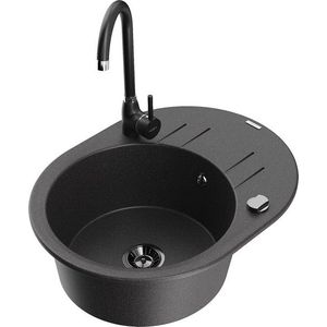 MEXEN/S MEXEN/S - Kevin granitový drez s odkvapkávačom vrátane batérie Telma, čierna kropenatá 6517-76-670200-70-B vyobraziť